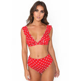 Cute High Waisted Bikinis - Polka Dot Style-Red-2