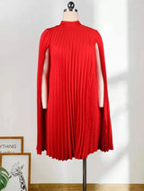 Chic Red Pleated Dress: Timeless Elegance Unveiled-3