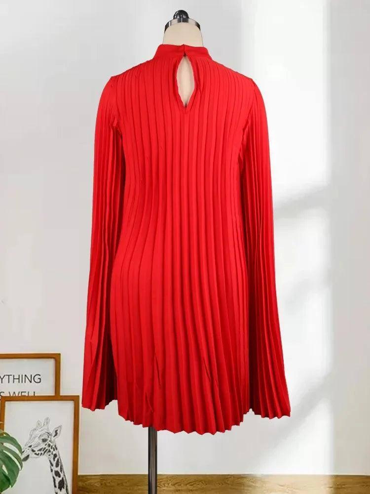 Chic Red Pleated Dress: Timeless Elegance Unveiled-5