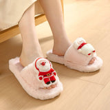 Christmas Shoes Ins Santa Claus Open-toe Cotton Slippers-4