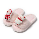 Christmas Shoes Ins Santa Claus Open-toe Cotton Slippers-Pink-6