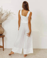 Cotton And Linen Wholesale Vest Sleeveless Trousers Loose Outfit Fashion Suit-6