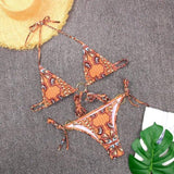 Cross-Border Strappy Split Swimsuit Feminine Stitching-Orange-3