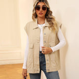 Chic Denim Vests for Women – Stylish & Versatile-Light Khaki-6