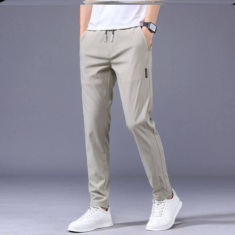 Drawstring Trousers Thin Casual Pants Korean Version Loose-Khaki-1