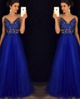 Dress Backless Beaded Ball Elegant Long Dress Blue Chiffon-4