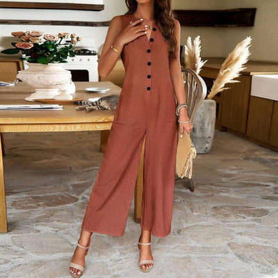 Elegant And Pure Color Jumpsuit With Feminine Temperament-S-5