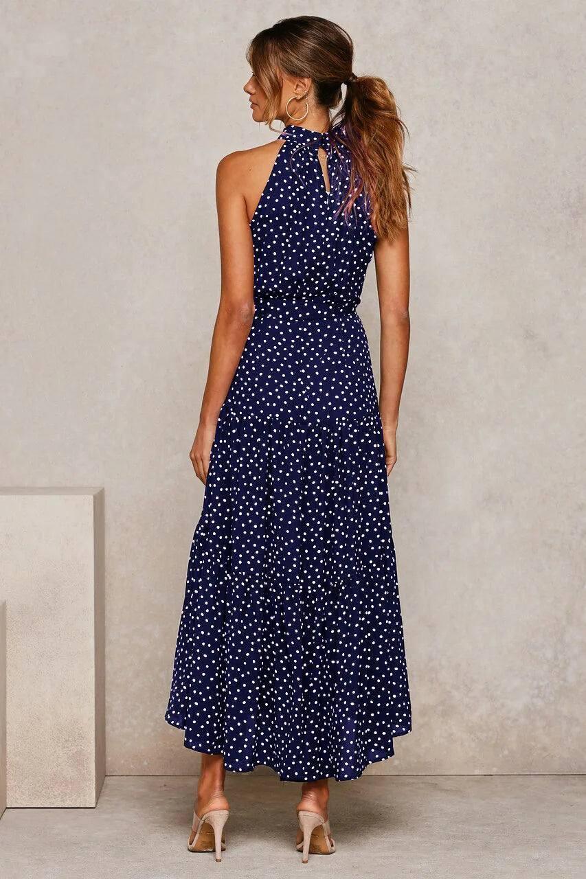 Elegant Floral Halter Midi Dress | Trendy Summer Fashion-12