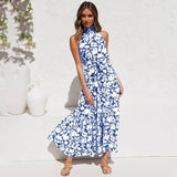 Summer Long Dress Polka Dot Casual-Blue 100 Polyester-7