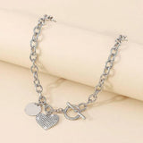 Women's Round Heart Shape With Diamond Necklace-9