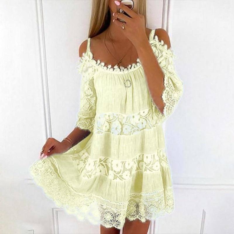 Elegant Off-Shoulder Princess Lace Dress-9