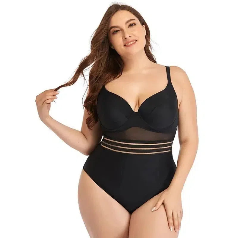 Elegant Plus-Size Swimwear for Chic Summer Style-4105 Black-15