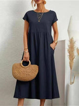 Stylish Comfy Cotton Dresses for Every Occasion-Navy Blue-4