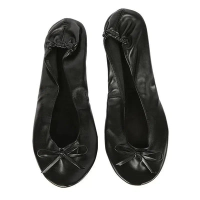 Women Shoes Flats Portable Fold Up Ballerina-Black-7