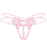 Erotic Lingerie Sexy Embroidered Women's Thong-Pink-6