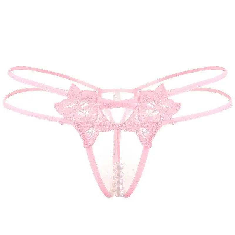 Lingerie Embroidered Women's Thong-Pink-6