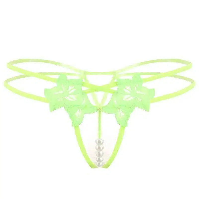 Lingerie Embroidered Women's Thong-Green-8