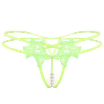 Lingerie Embroidered Women's Thong-Green-8