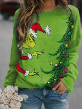 European And American Christmas Hot Fleece Sweater-Green-5