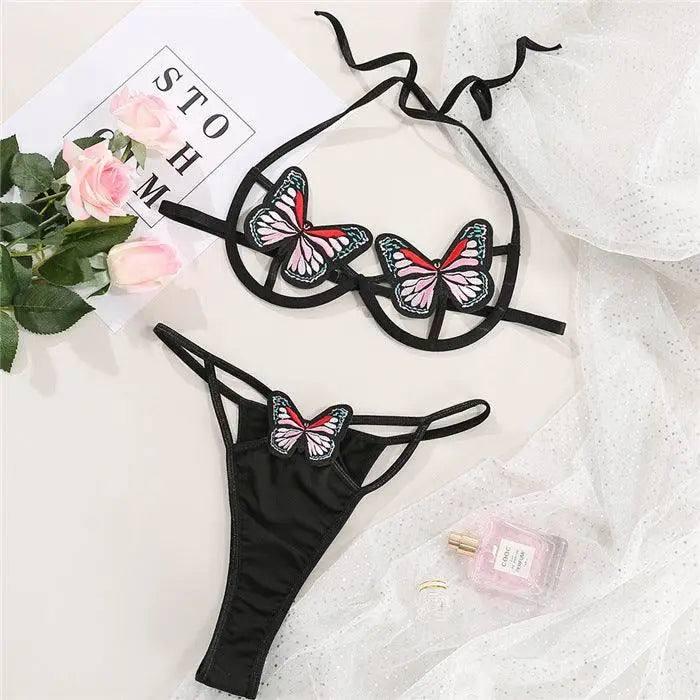 European And American Sexy Lingerie Set Sexy Bra Set-Black-2