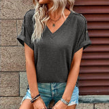 European And American Top Solid Color Button Fashion Short-Dark Gray-10