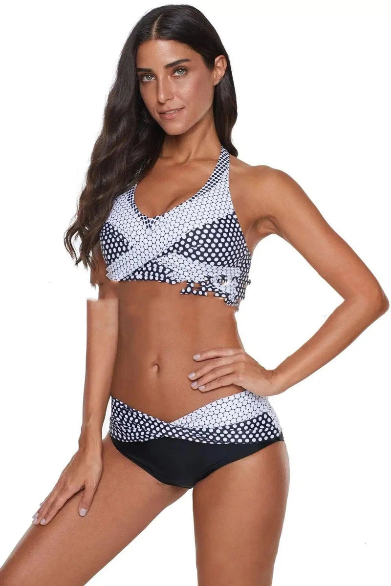 European And Beautiful Gathered Split Swimsuit-2