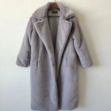 Fashion High Quality Velvet Fur Long Coat Women-Grey-6