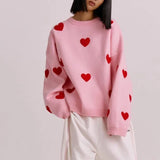 Fashion Love Embroidered Sweater For Women-FQT2060 Pink-5