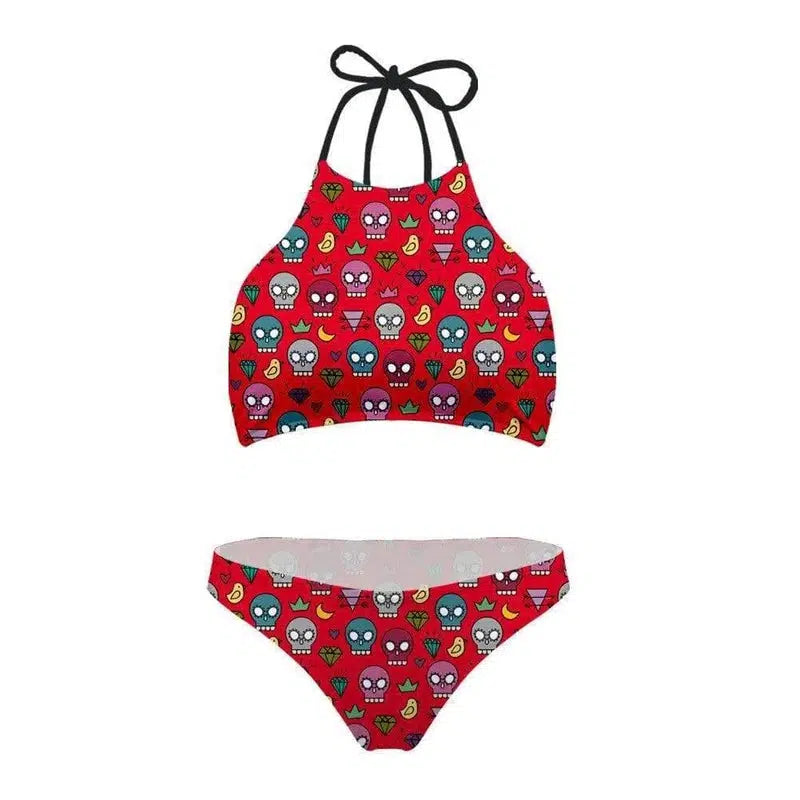 Fashion No Steel Ring Split Swimsuit Bikini Back Print-1style-5