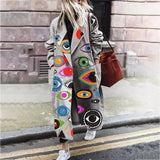 Fashion Printing Stitching Long Dragon And Phoenix Coat-Grey-6