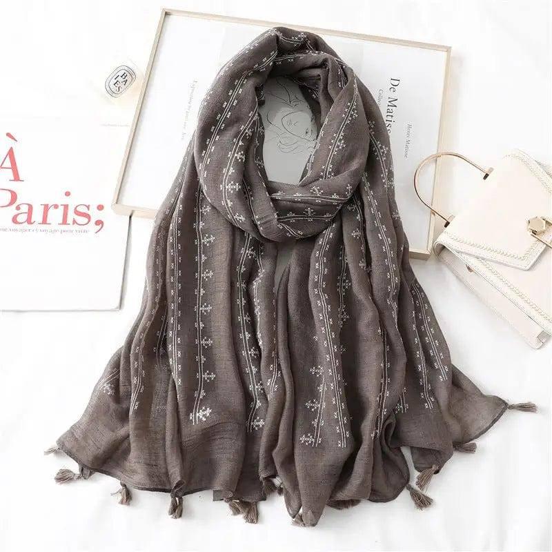 Fashion Tassel Cotton Linen Thin Yarn Scarf-8