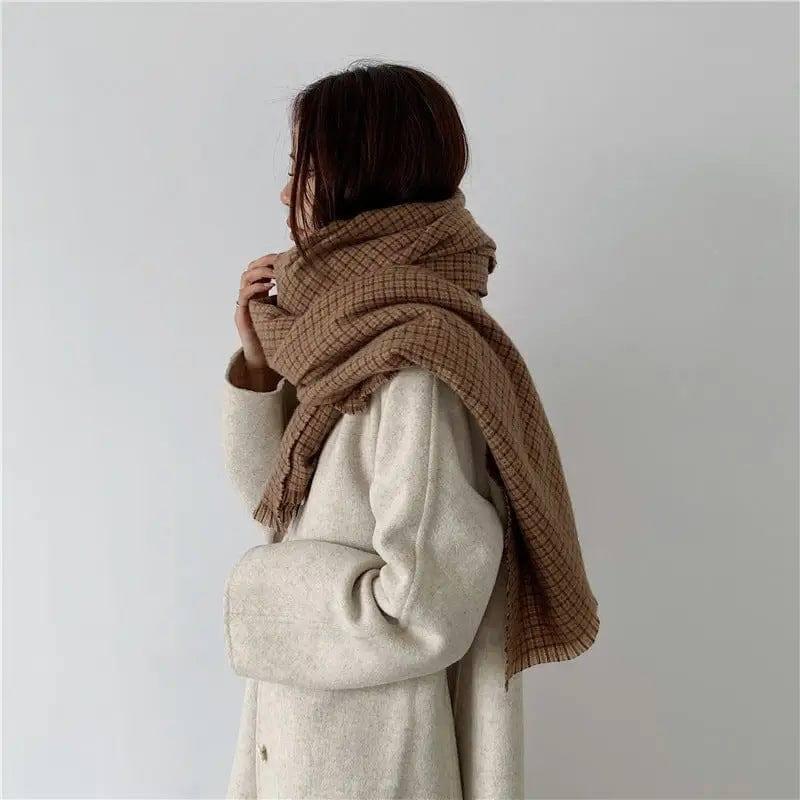 Fashion Winter Plaid Scarf Ladies-Small brown plaid-2