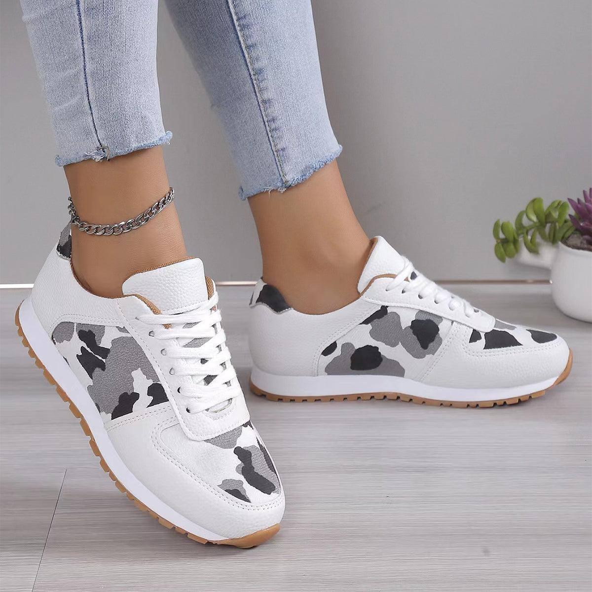 Fashoin Leopard Print Lace-up Sports Shoes For Women-7