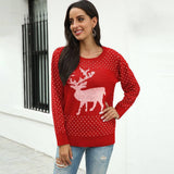 Fawn jacquard christmas sweater-Red-5