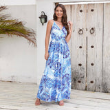 Flowers Long Dress Summer Swing Holiday Beach Dress-2