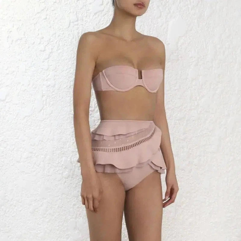 Gathered lace bikini-1