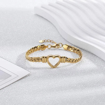 Fashion Simple Hollow Heart Titanium Steel Bracelet-1