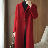 High-end Double-sided Woolen Wool Coat-Burgundy-1