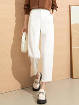 High Waist Draped Sickle Modal Suit Pants-3