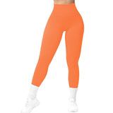 High Waist Seamless Leggings Threaded Knitted Fitness Pants-Orange-17