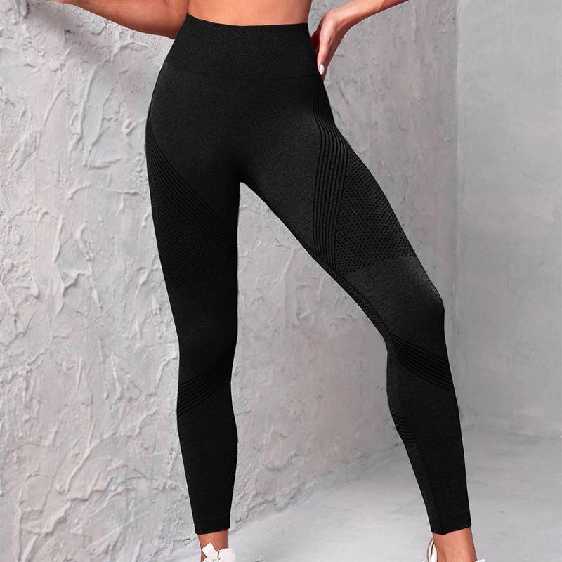 High Waist Seamless Yoga Pants Women's Solid Color Dot Striped Print Butt Lifting Leggings Fitness Running Sport Gym Legging Outfits-3