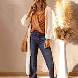 Hollow-out Solid Color Loose Loose Knitted Cardigan Coat-1