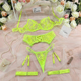 Ins Mesh Embroidery Hanging Chain Garter Socks Hollow Cross-Fluorescent yellow-9