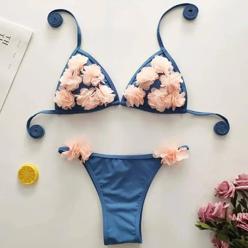 Intarsia bikini-Blue-2