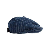 Japanese Retro Washed Denim Casual Striped Cap Women-Blue-2