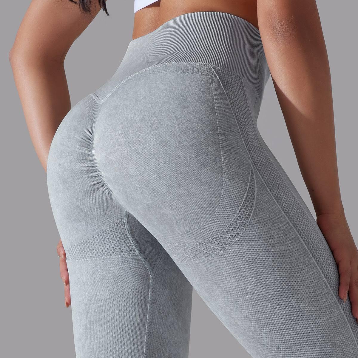 Knitted Seamless Yoga Pants Running Sports Fitness High-Light Grey-16