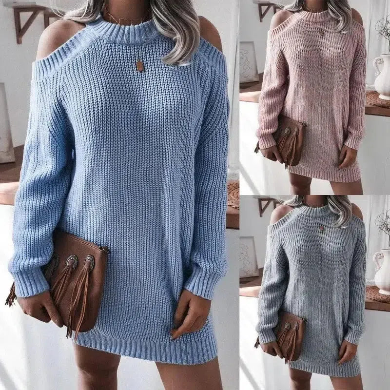 Knitwear College Sweaters Sweater For Women Long Blue Gray-1