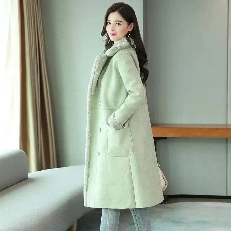 Korean style loose fur coat mid-length deerskin cotton-1