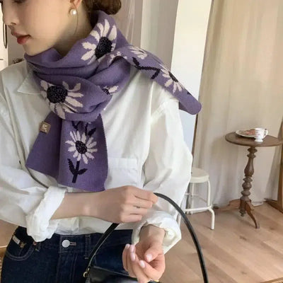 Korean Versatile Wool Scarf In Autumn And Winter-Purple-4