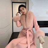 Korean Version Large Fur Collar Slim Fit Medium Long Woolen-4